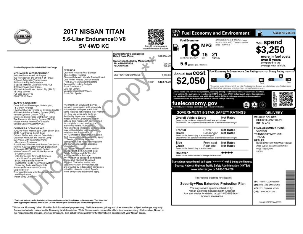 Used 2017 Nissan Titan SV Truck
