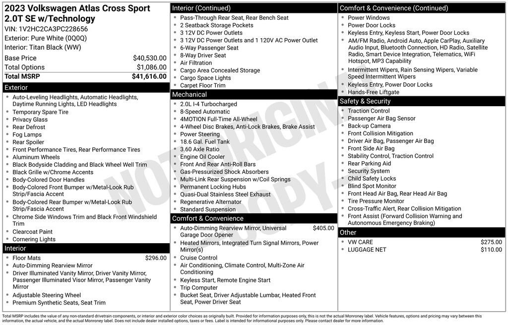 Used 2023 Volkswagen Atlas Cross Sport 2.0T SE w/Technology SUV