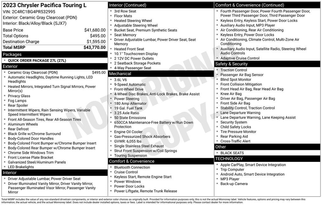 Used 2023 Chrysler Pacifica Touring L Minivan/Van