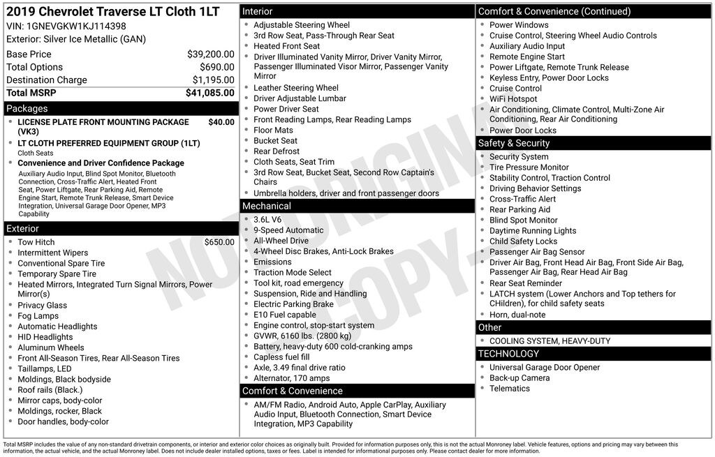 Used 2019 Chevrolet Traverse LT SUV