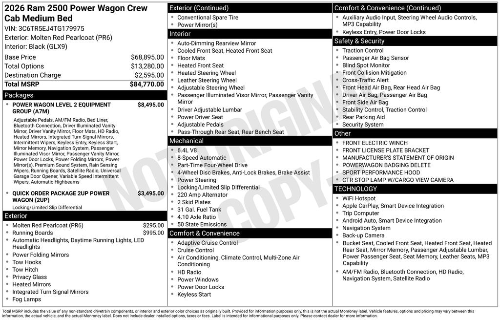 New 2026 Ram 2500 POWER WAGON CREW CAB 4X4 6'4 BOX Pickup