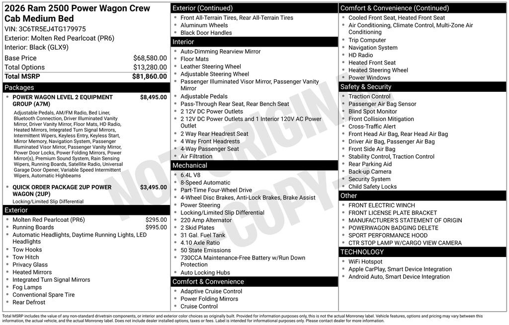 New 2026 Ram 2500 POWER WAGON CREW CAB 4X4 6'4 BOX Pickup