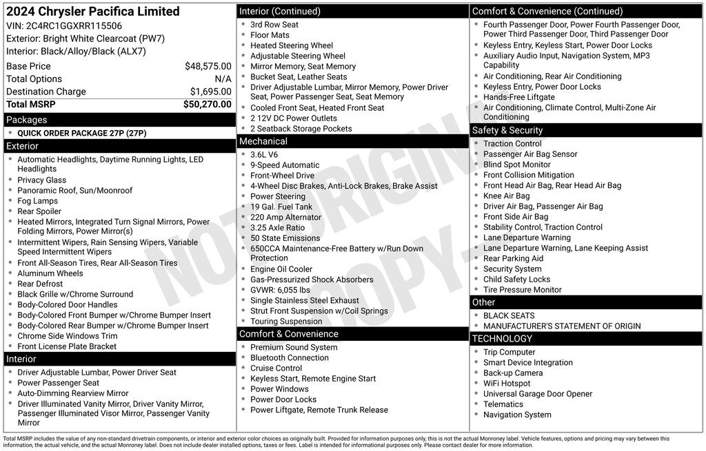 Used 2024 Chrysler Pacifica Limited Minivan/Van