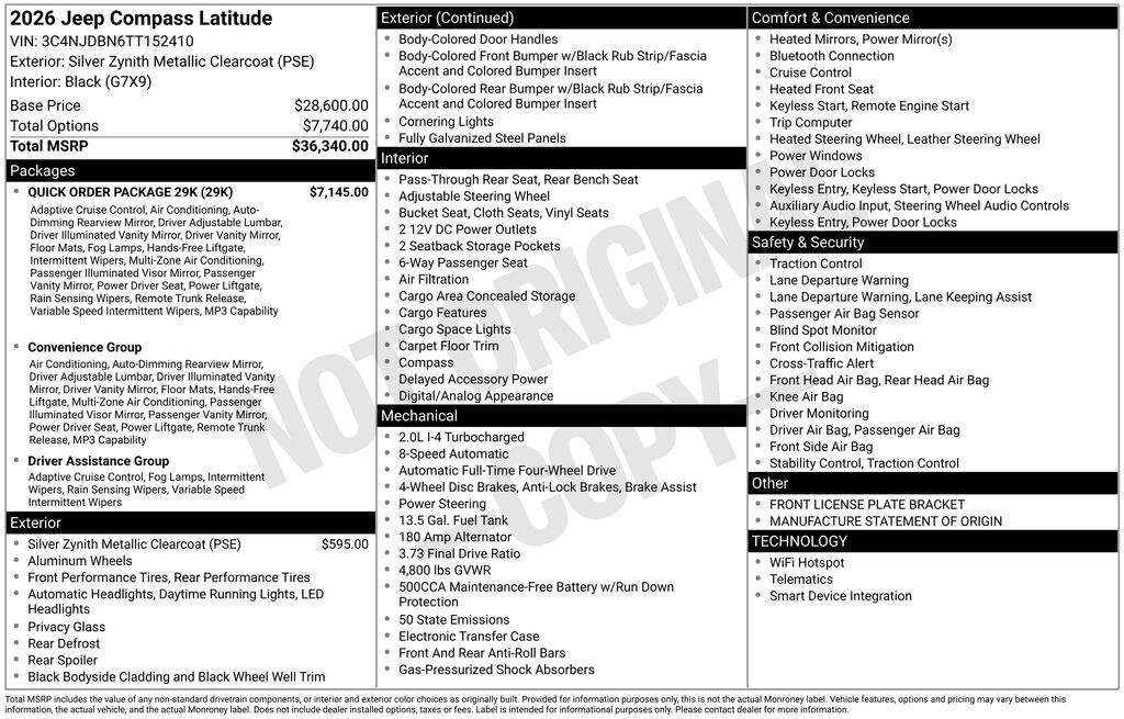 New 2026 Jeep Compass LATITUDE ALTITUDE 4X4 Sport Utility