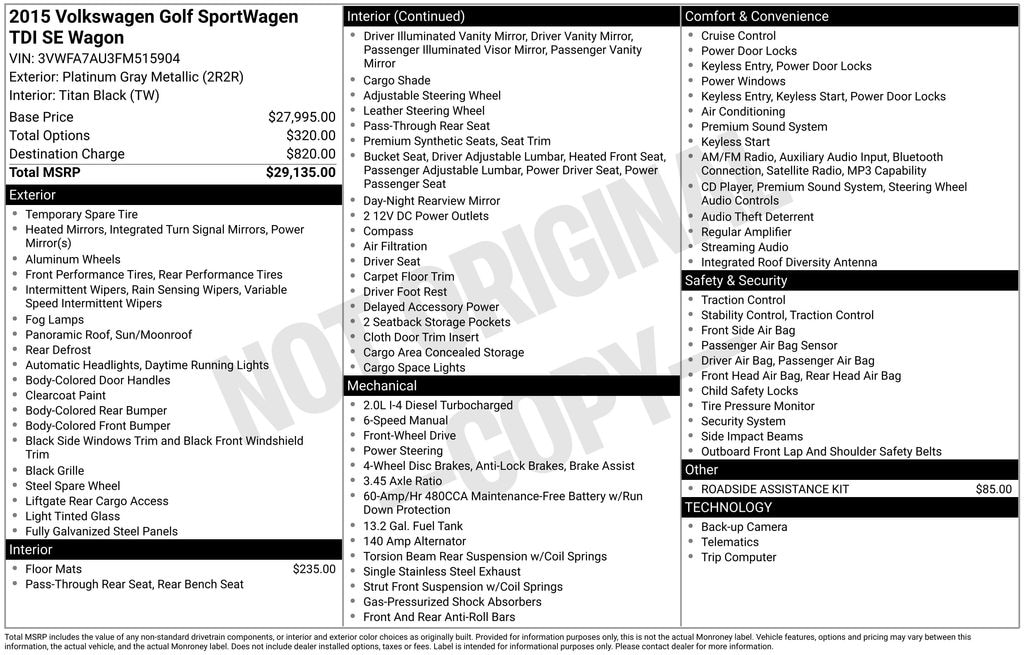 Used 2015 Volkswagen Golf Sportwagen SE Wagon