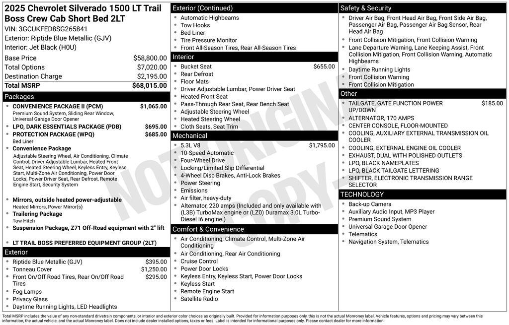 Used 2025 Chevrolet Silverado 1500 LT Trail Boss Truck