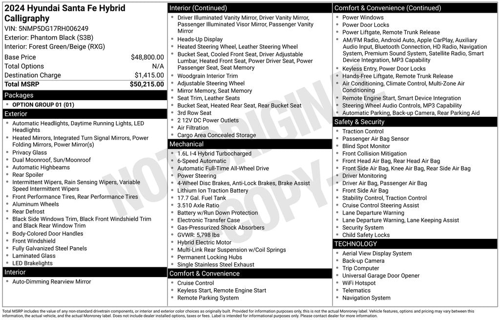 Used 2024 Hyundai Santa Fe Hybrid Calligraphy SUV