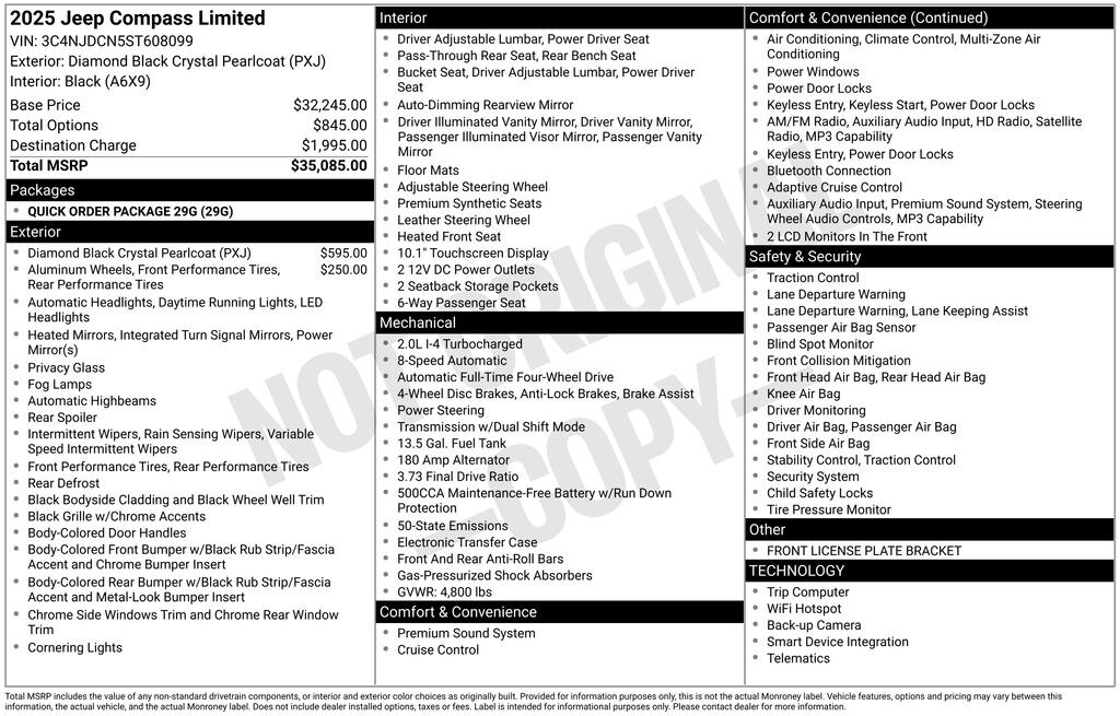 New 2025 Jeep Compass LIMITED 4X4 Sport Utility