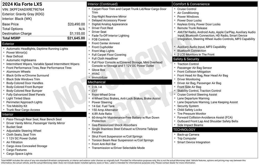 Used 2024 Kia Forte LXS Sedan