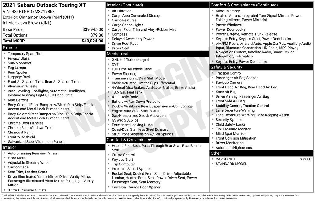 Used 2021 Subaru Outback Touring XT SUV