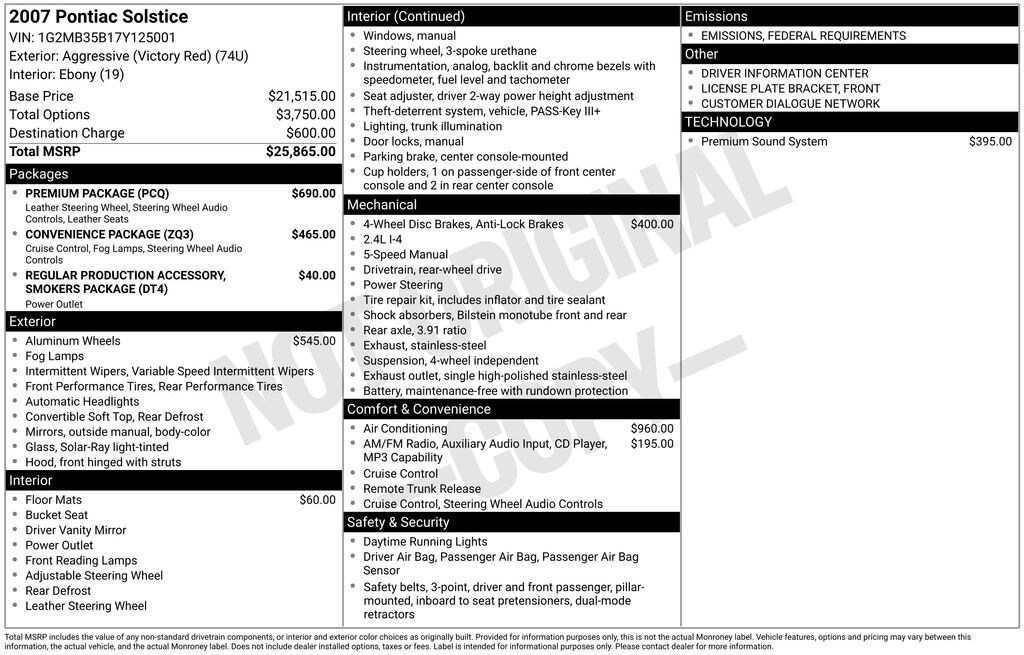 Used 2007 Pontiac Solstice Base Convertible