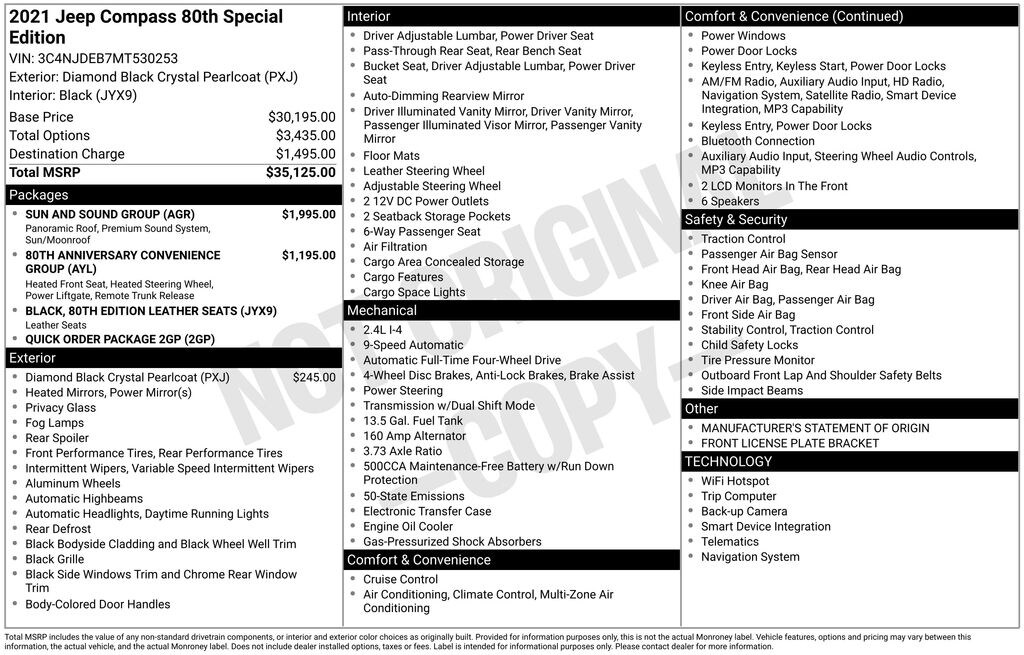 Used 2021 Jeep Compass 80th Special Edition SUV