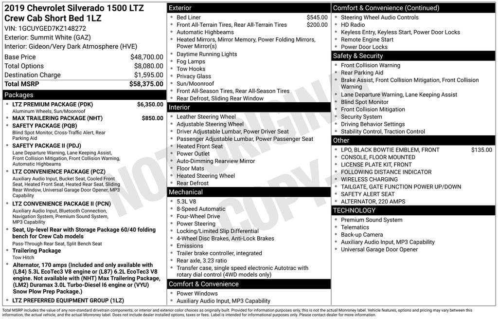 Used 2019 Chevrolet Silverado 1500 LTZ Truck
