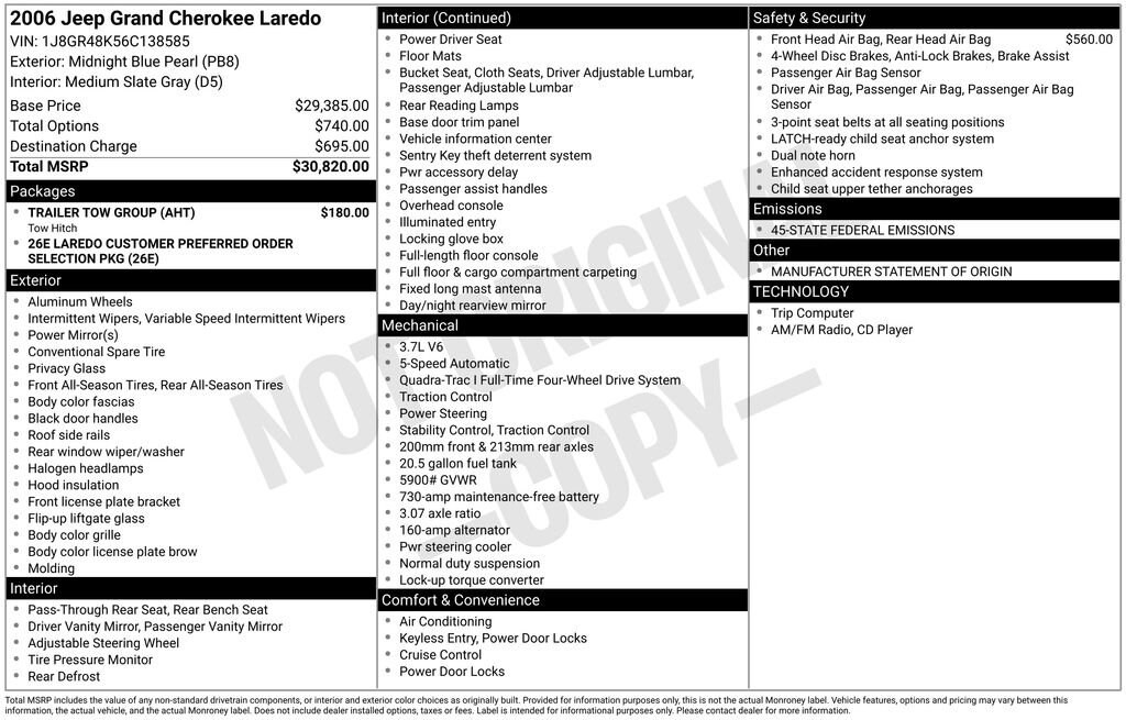 Used 2006 Jeep Grand Cherokee Laredo