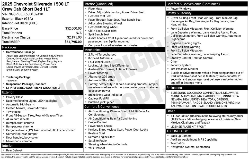 New 2025 Chevrolet Silverado 1500 LT (2FL) Truck