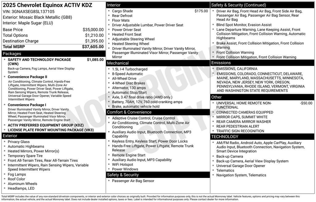 New 2025 Chevrolet Equinox Activ SUV