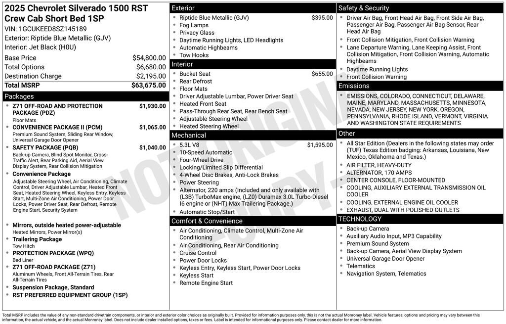 New 2025 Chevrolet Silverado 1500 RST Truck