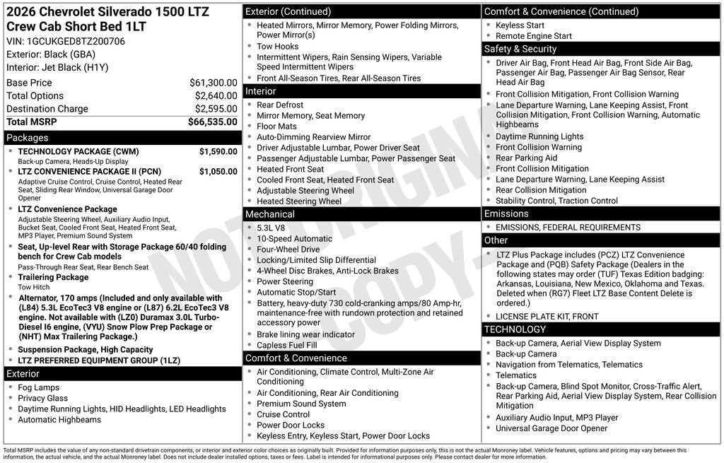 New 2026 Chevrolet Silverado 1500 LTZ Truck