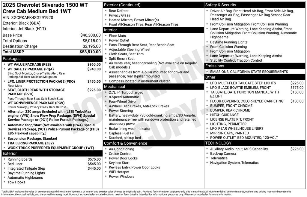 New 2025 Chevrolet Silverado 1500 WT Truck