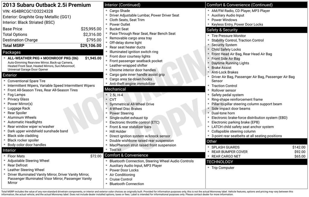 Used 2013 Subaru Outback 2.5i Premium