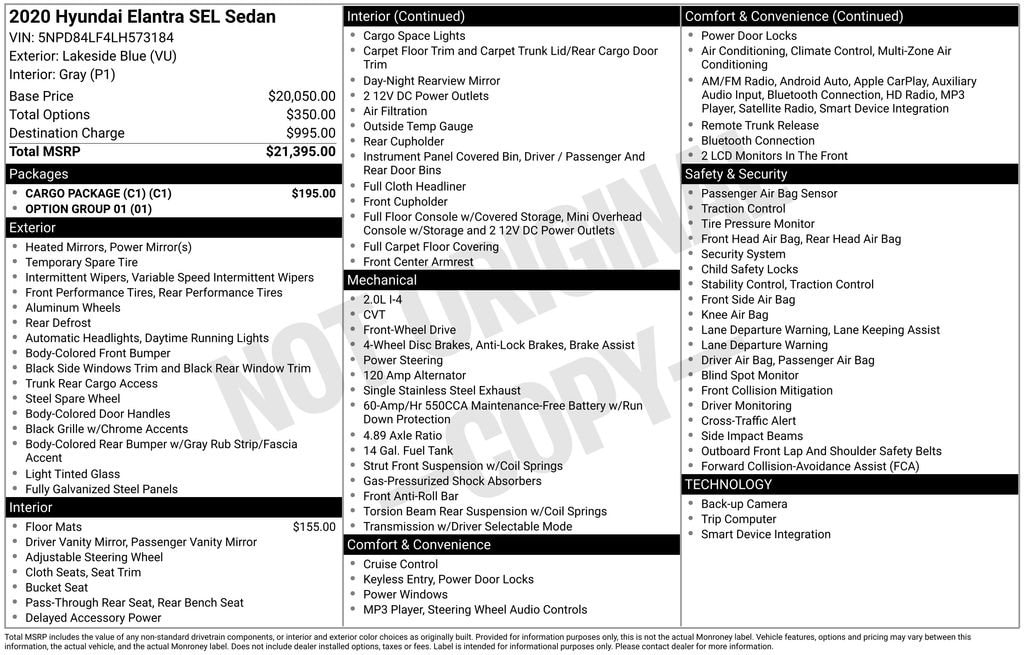 Used 2020 Hyundai Elantra SEL