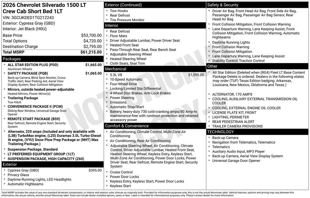 New 2026 Chevrolet Silverado 1500 LT Truck
