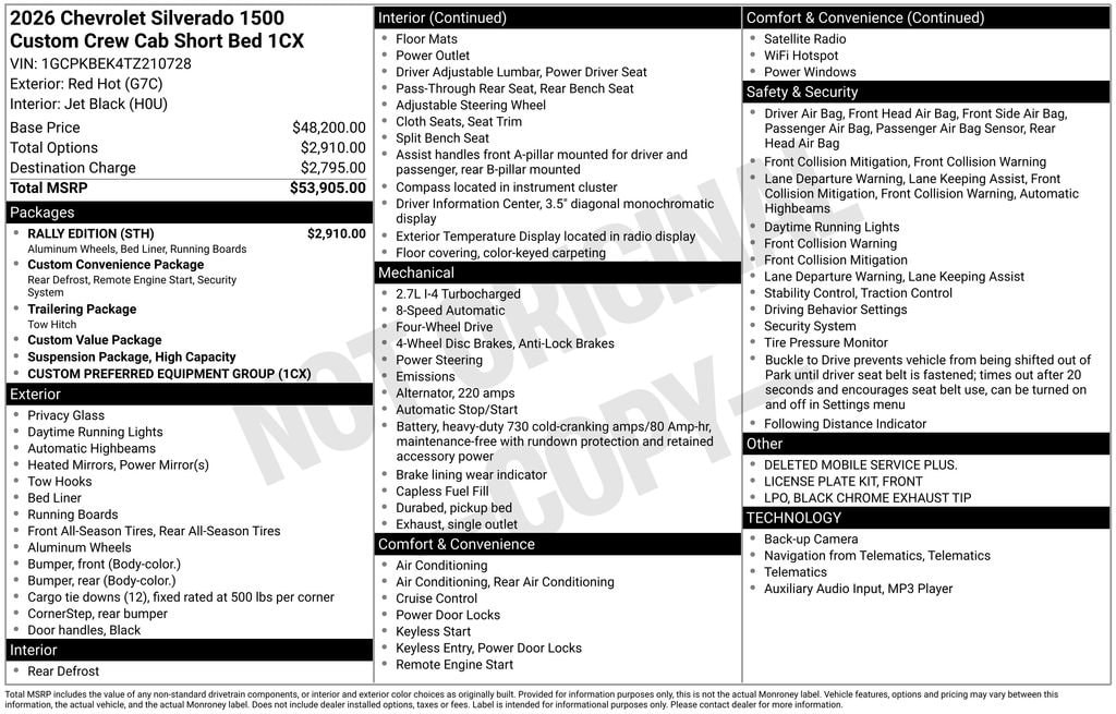 New 2026 Chevrolet Silverado 1500 Custom Truck