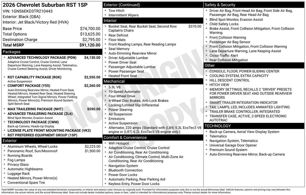 New 2026 Chevrolet Suburban RST SUV