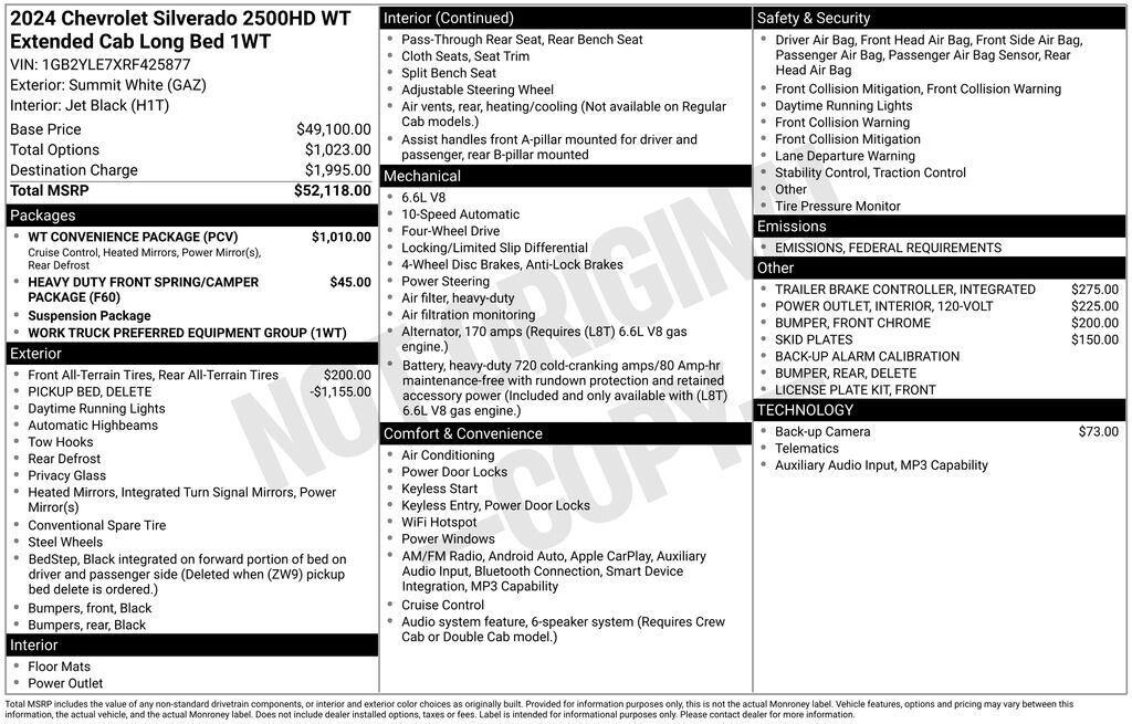 New 2024 Chevrolet Silverado 2500 HD WT Truck