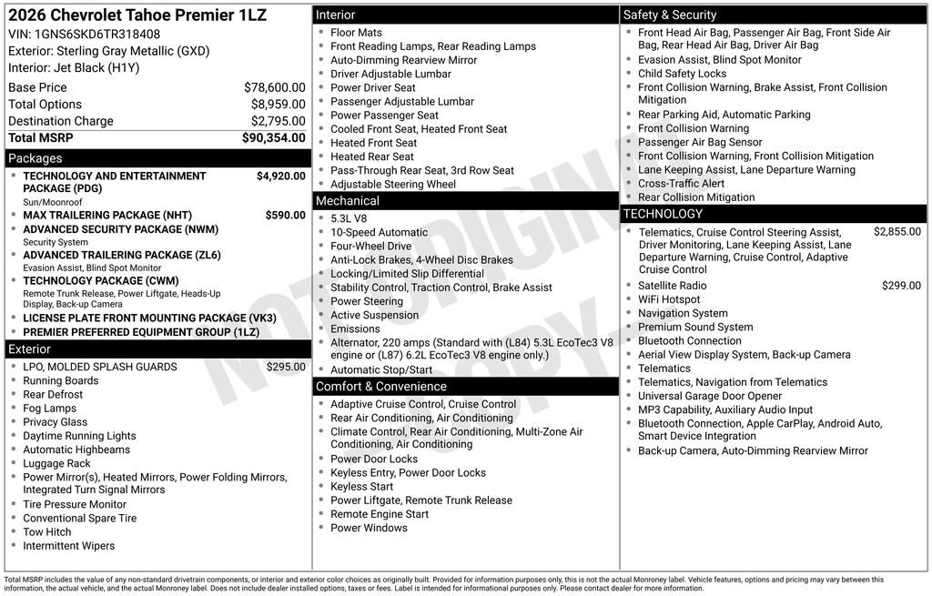 New 2026 Chevrolet Tahoe Premier SUV