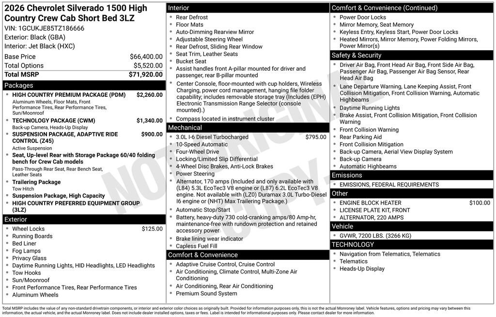 New 2026 Chevrolet Silverado 1500 High Country Truck