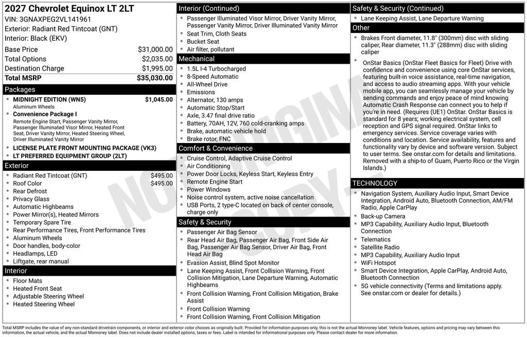 New 2027 Chevrolet Equinox LT SUV
