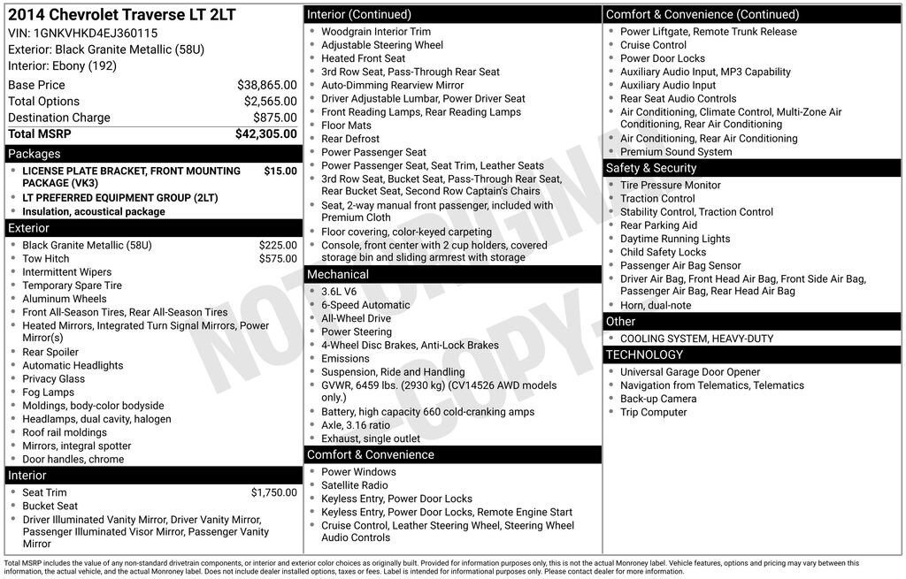 Used 2014 Chevrolet Traverse LT SUV