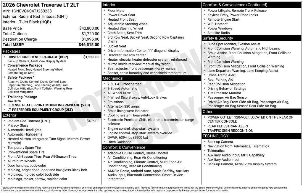 New 2026 Chevrolet Traverse LT SUV