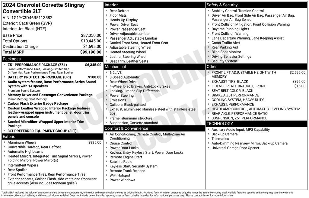 Used 2024 Chevrolet Corvette Stingray 3LT Performance
