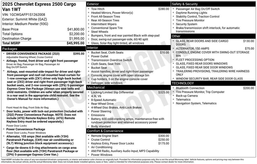 New 2025 Chevrolet Express Cargo WT Van