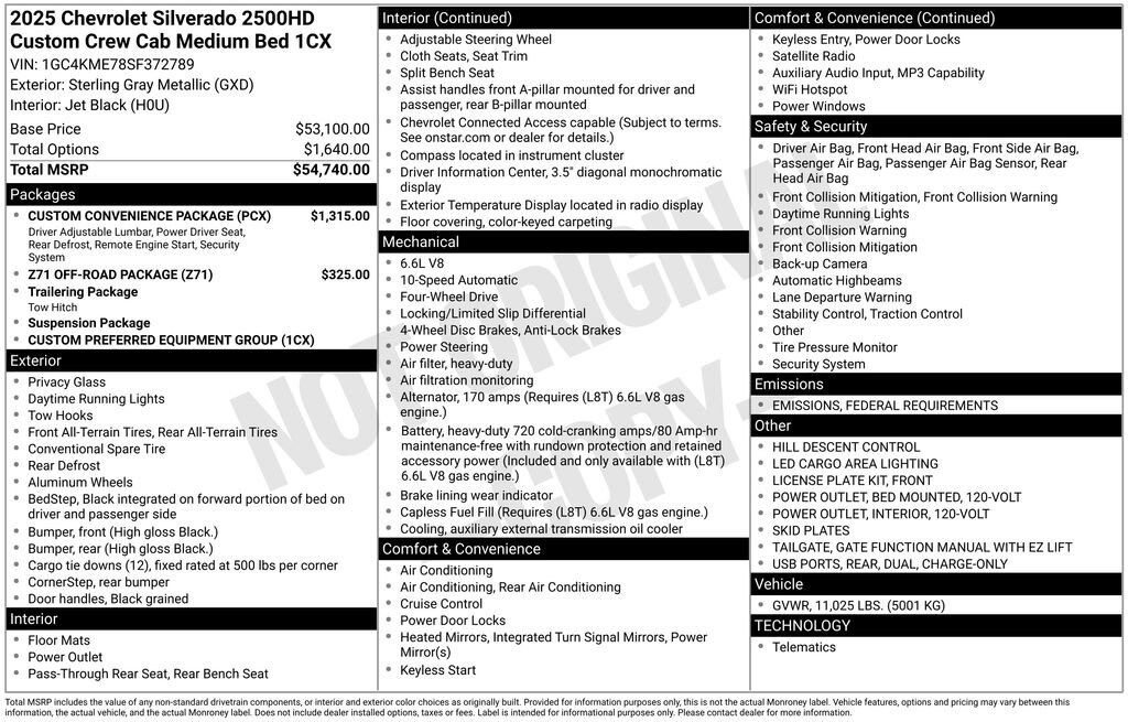 New 2025 Chevrolet Silverado 2500 HD Custom Truck