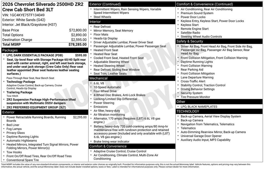 New 2026 Chevrolet Silverado 2500 HD ZR2 Truck