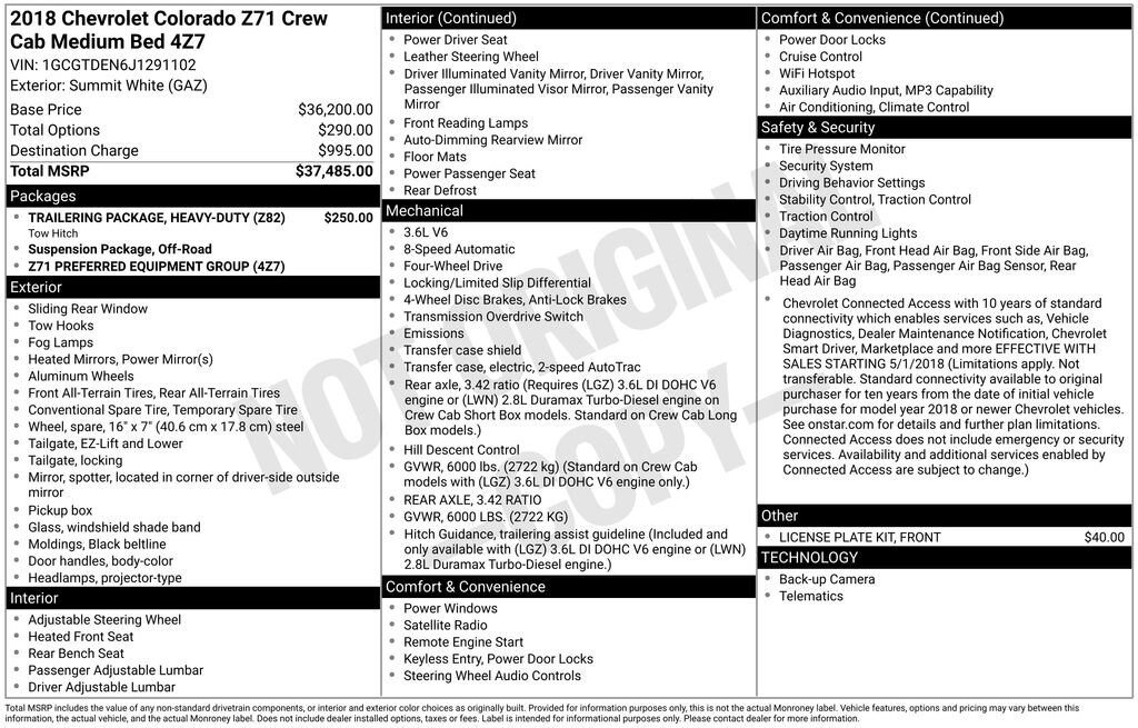 Used 2018 Chevrolet Colorado 4WD Z71 Truck