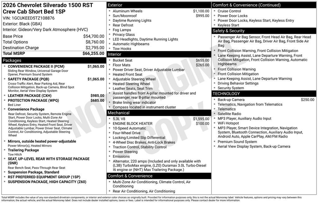 New 2026 Chevrolet Silverado 1500 RST Truck