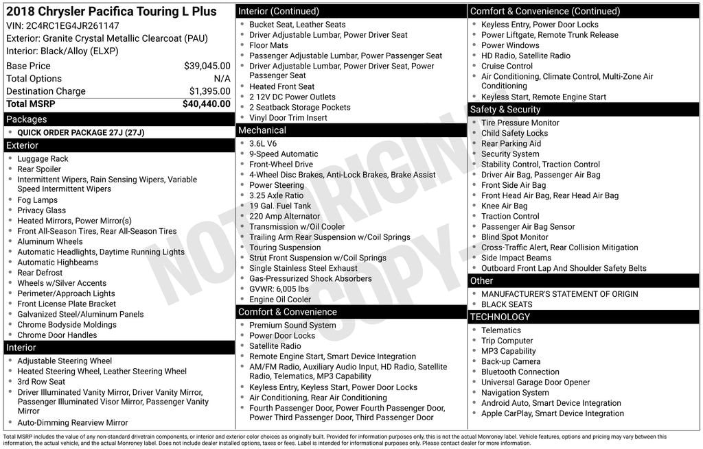 Used 2018 Chrysler Pacifica Touring L Plus