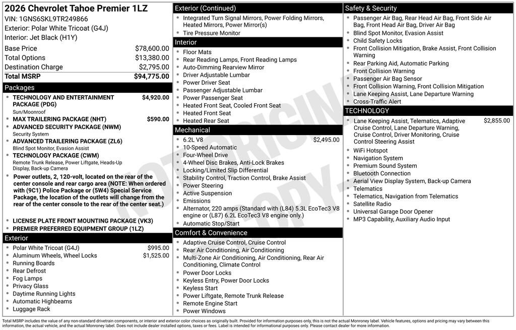 New 2026 Chevrolet Tahoe Premier SUV