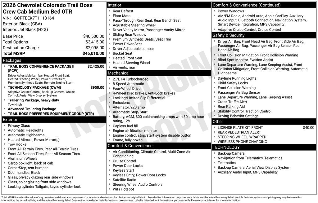 New 2026 Chevrolet Colorado Trail Boss Truck