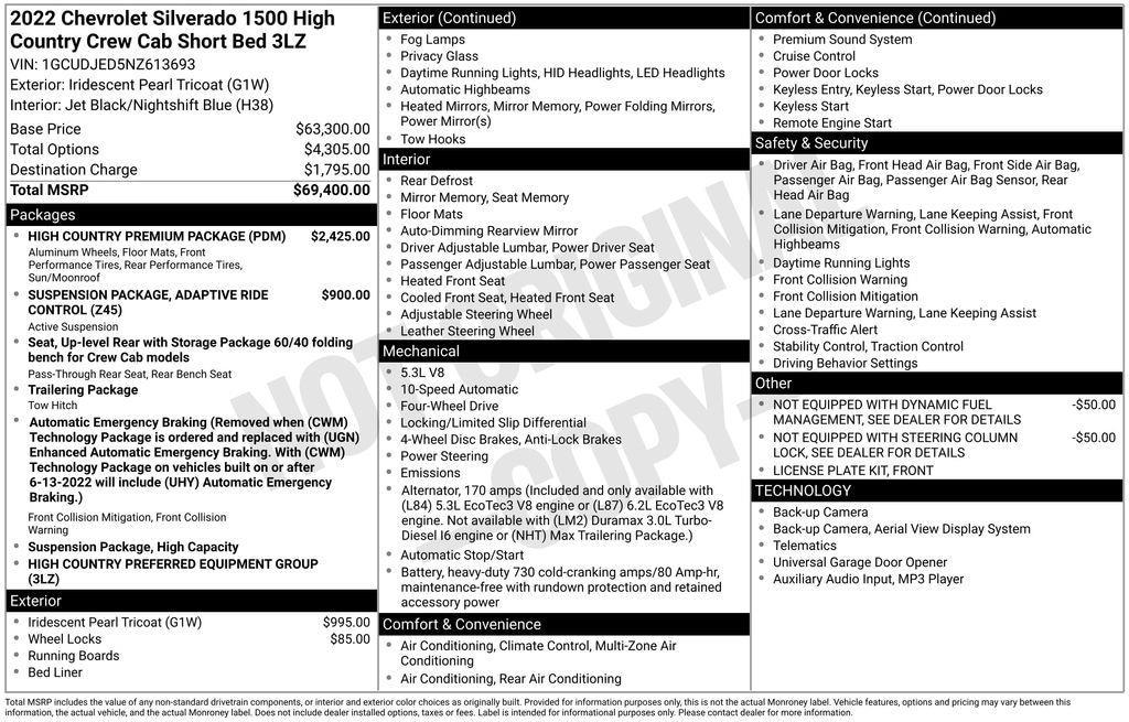 Used 2022 Chevrolet Silverado 1500 High Country Truck