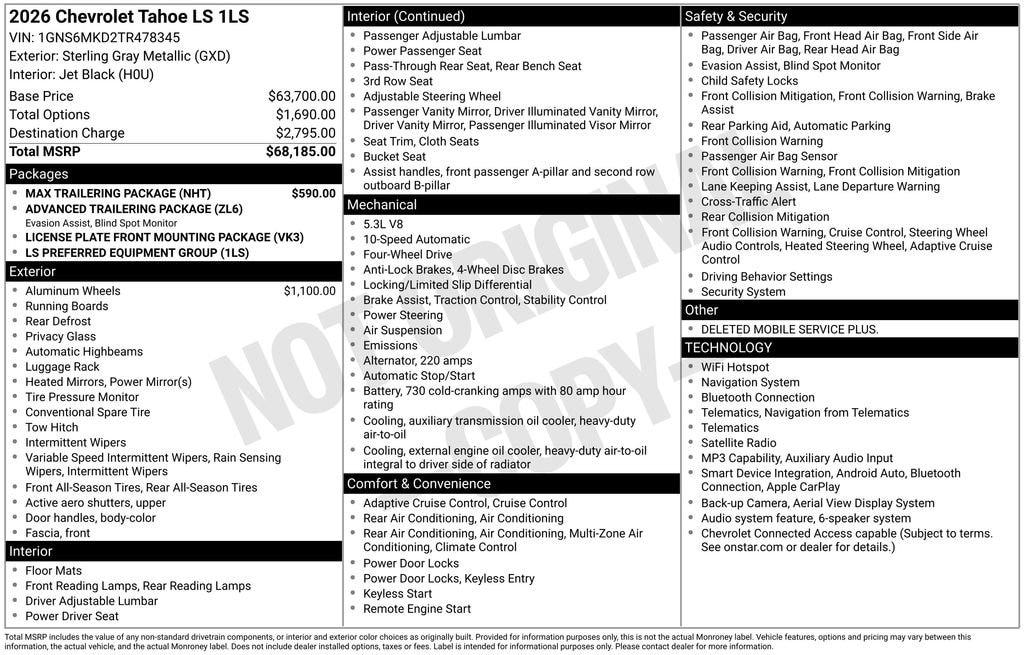 New 2026 Chevrolet Tahoe LS SUV
