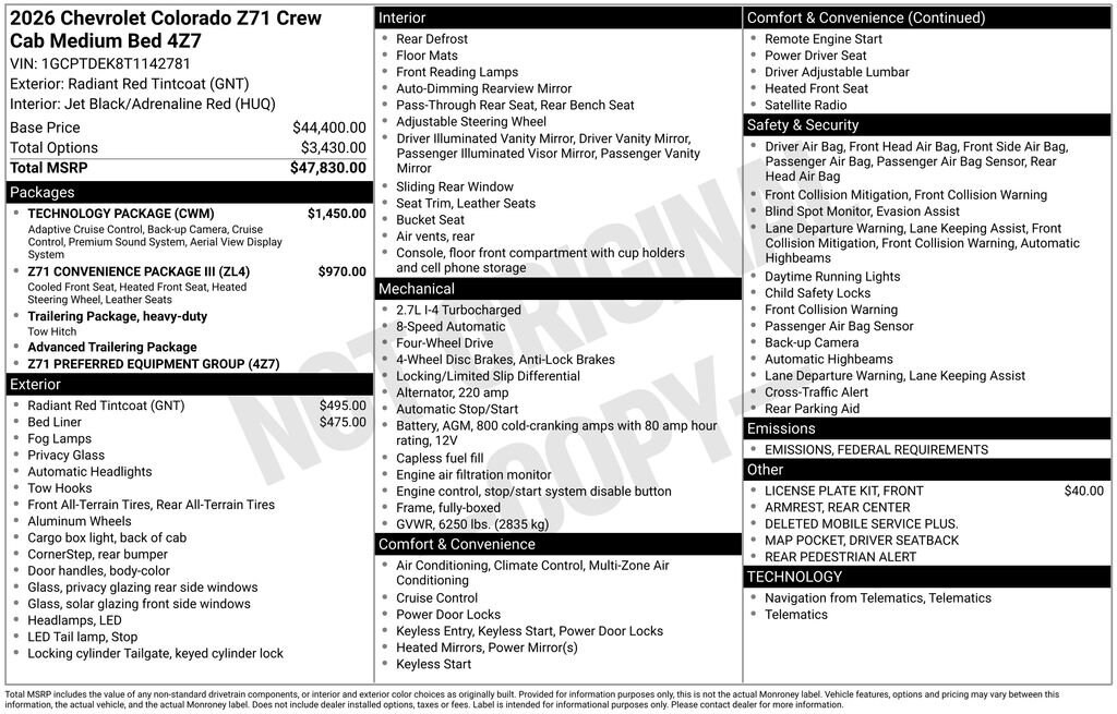 New 2026 Chevrolet Colorado Z71 Truck