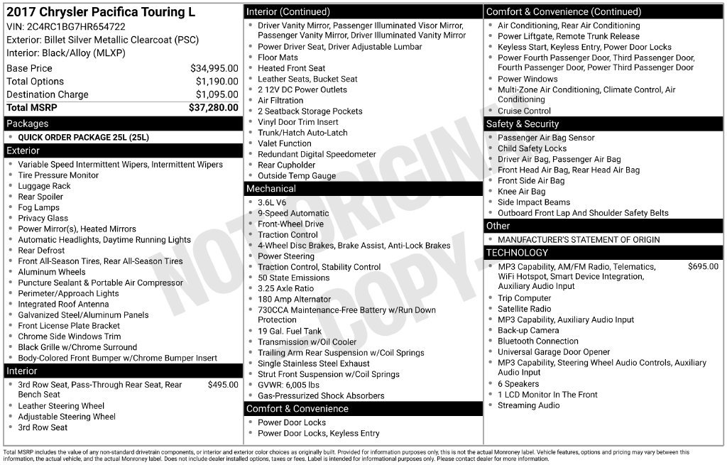 Used 2017 Chrysler Pacifica Touring-L