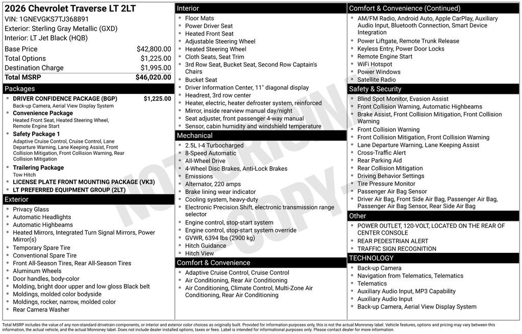 New 2026 Chevrolet Traverse LT SUV