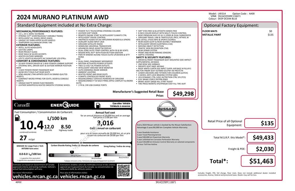 Used 2024 Nissan Murano Platinum