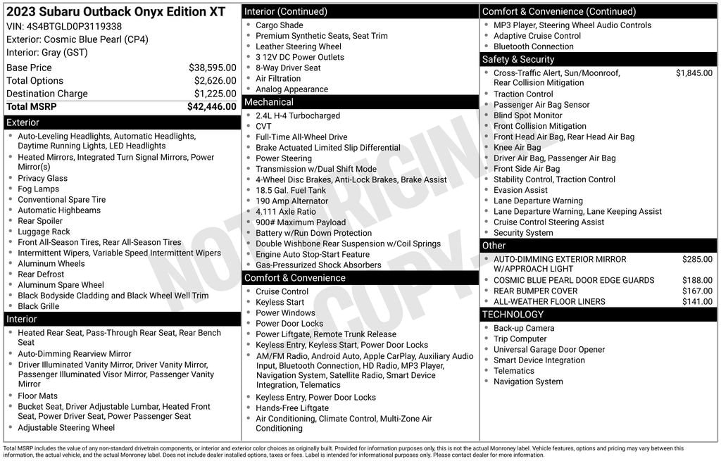 Used 2023 Subaru Outback Onyx Edition XT